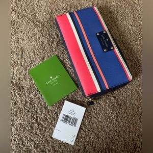 Kate Spade Neda Zip Around Wellesley Printed Wallet in Tropical Stripe